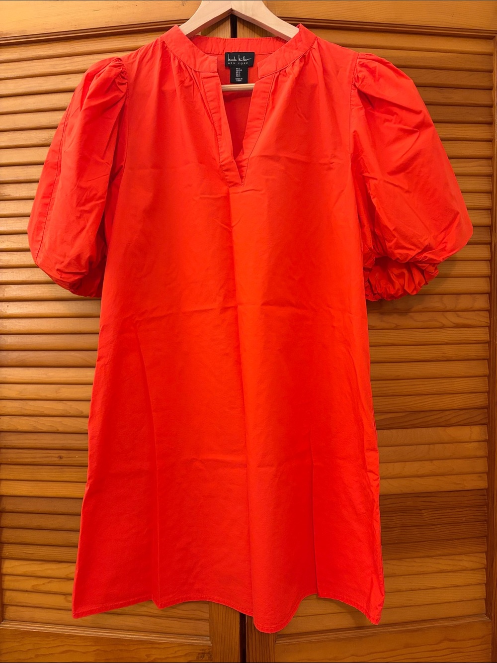 Nicole Miller Red Puff-Sleeve Mini Dress
